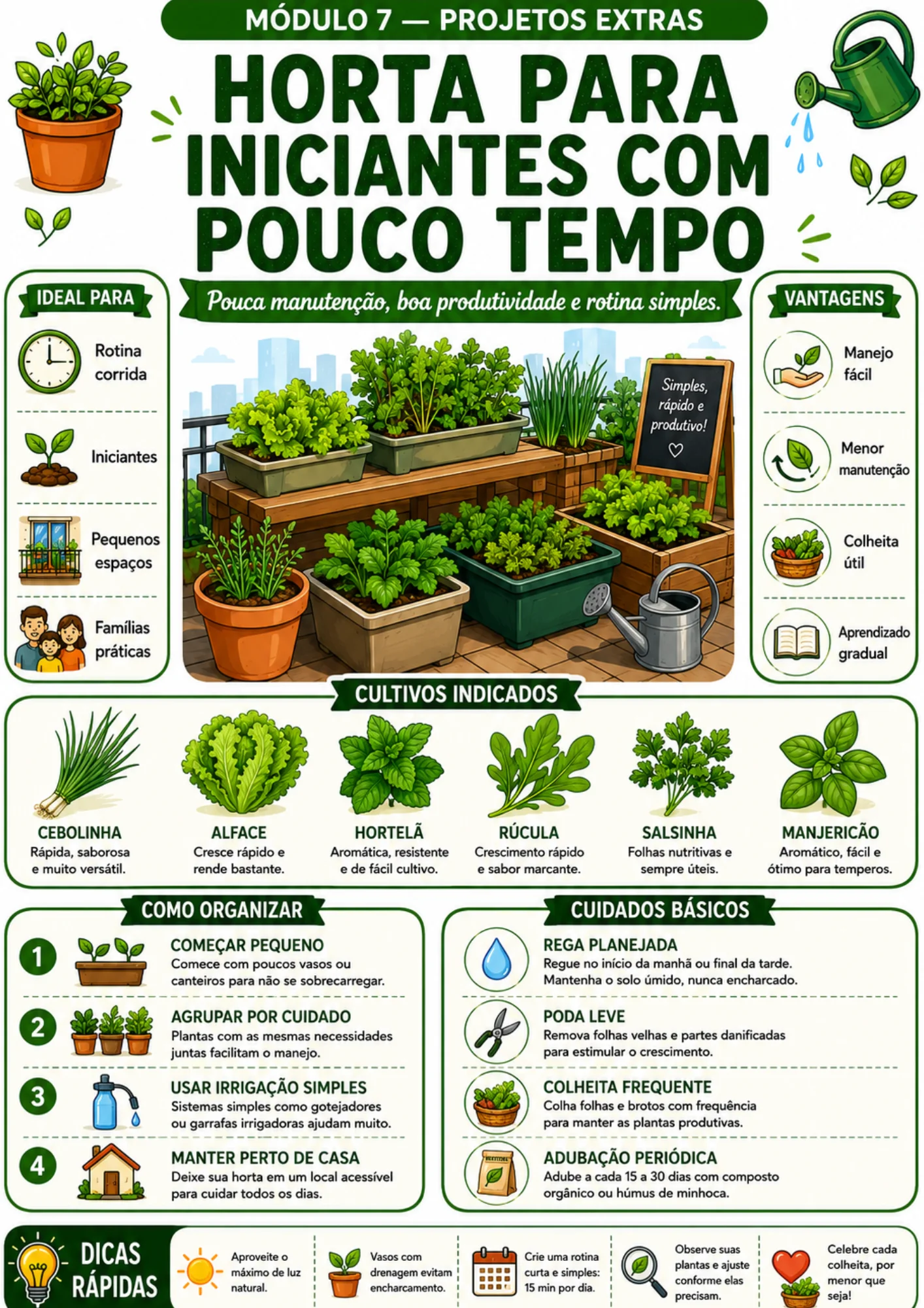 Página do guia: horta para iniciantes com pouco tempo
