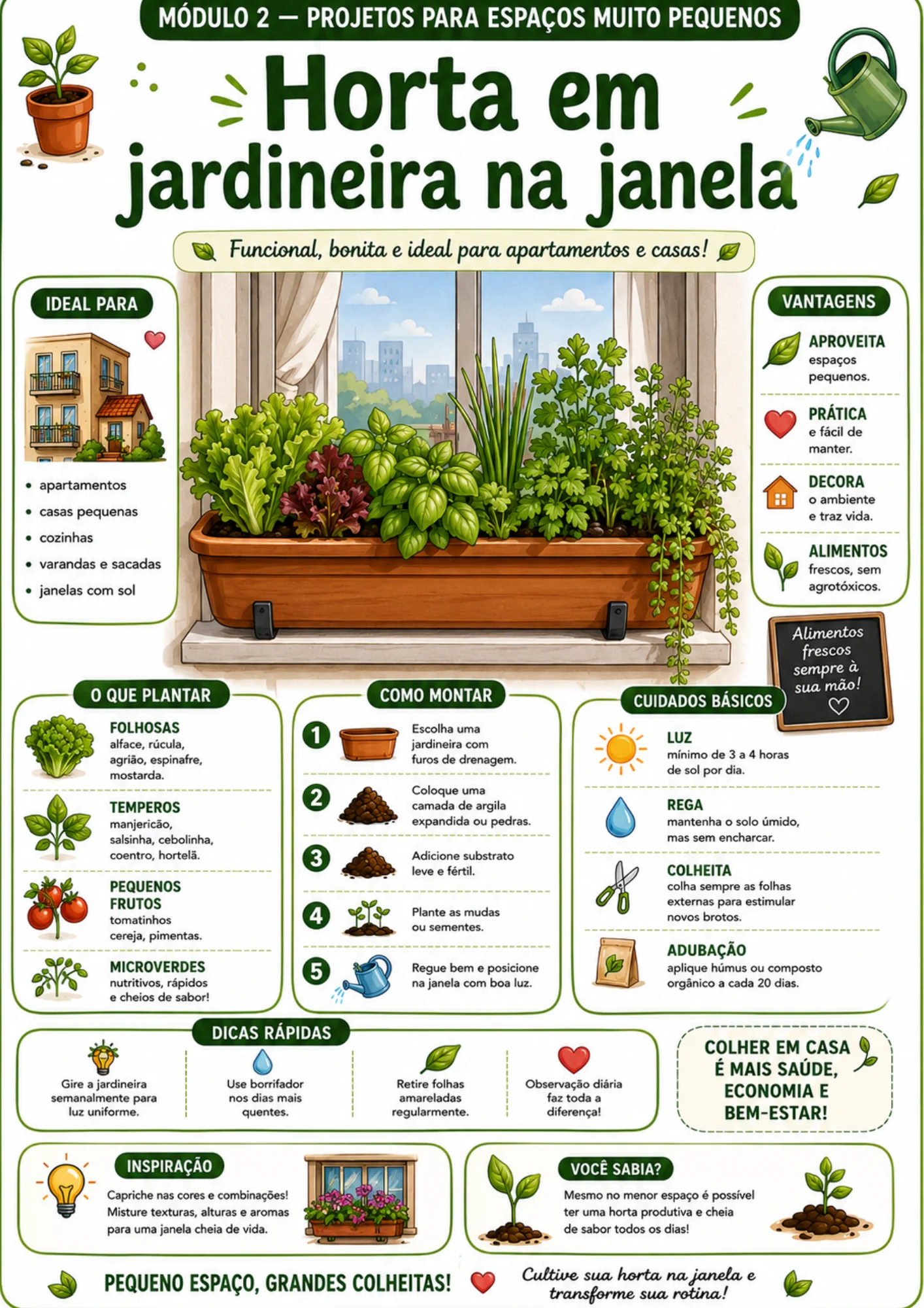Página do guia: horta em jardineira na janela