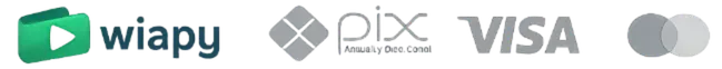 Pagamento seguro via Wiapy, Pix, Visa e Mastercard